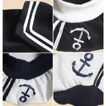 Hooyi Mornar Baby Boy Kratki Kombinezoni Cool Baby Navy Beret Cap Moda Pamuk Dječje Odjeće Odijela Mornar Kombinezon U Cjelini