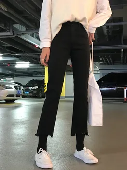 Europski traperice rana jesen 2019 ženska nova visokim strukom koreanska verzija Baitao Show Slim Straight Tube Retro Student Daddy Trend