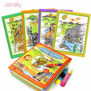 Bojanje magija vode na ploči za crtanje knjiga s ručkom djeca obrazovne igračke životinje slikarstvo pisanje piskarati tkanina knjige Djeca ploči za crtanje