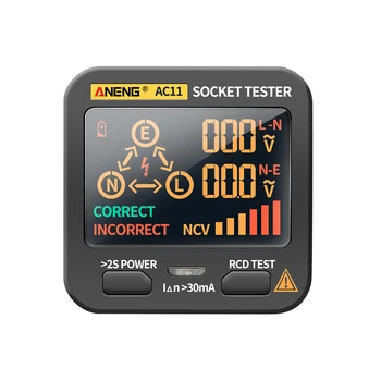 ANENG AC11 Digital Smart Socket Tester Napona Test Socket Detektor US/UK/EU/AU Plug Ground Zero Phase Line Check Rcd test NCV