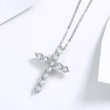 Nova moda kubni Cirkon jednostavan križ ogrlica srebrna boja lanac češki Ogrlice za žene stare boho nakit pribor