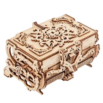 Zagonetka drveni mehanički model prijenosa prikupljene igračke Drveni kovčeg za nakit prikupljene kreativna igračka DIY poklon nakit obrt