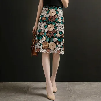 Ženska godišnje cvjetne čipke suknja 2020 proljeće ljeto visokim Strukom, nova rešetka hip paket suknja dame cvijet vez elegantne suknje Y394
