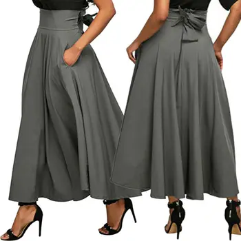 2020 Modni Trend Žene Visokim Strukom Spaljene Ljuljačka Nabrane Duge Uzicom Maxi Suknja Svakodnevni Proljeće Nove Slobodne Jednostavne Suknje Stražnjicu