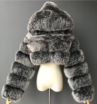 Z-ZOUX žene umjetno krzno kaput s kapuljačom dugih rukava imitacija klaudije lizija kose lažno krzno kaput moda ženska zimska jakna kratki kaputi 4XL
