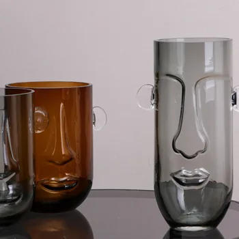 Stongwell Nordic 3D Face Hidroponi staklena vaza suvremena umjetnost vjenčanje prikaz siva cvjetnih vaza kućni ukras dnevni boravak poklon