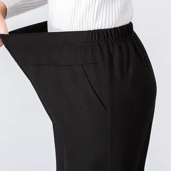 Žene srednje dobi su tople plus baršun ravne hlače moda svakodnevni elastična struk slobodan hlače velike veličine baka Ženske hlače