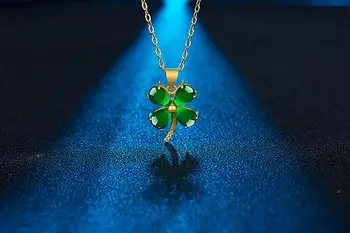 Vintage moda zeleni žad smaragd dragulji djetelina privjesak ogrlice za žene Cirkon dijamanti zlatni ton ogrlice nakit pokloni