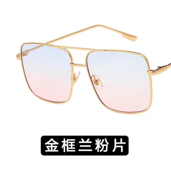 Lady veliki tonirana boja leće trg sunčane naočale Žene klasicni metalni okvir pink berba luksuzni slr polarizirane sunčane naočale