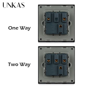 UNKAS 2 Gang 1 Way / 2 Way Wall Light On / Off Switch Grey 4D utiskivanje ploča klasicni cink legura luksuzni prolaz kroz siva