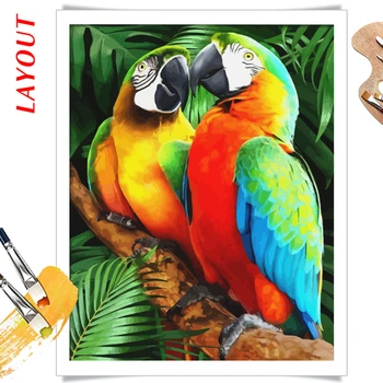 AZQSD slikanje po brojevima papagaj Arcylic bojanje po brojevima maslačna slikarstvo ptice ručno oslikani set platnu, bez okvira ukras