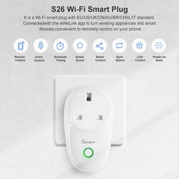 SONOFF S26 WiFi Smart Socket AU/US/EZ/BR Wireless Plug Smart Home Switch radi Alexa Google Assistant IFTTT