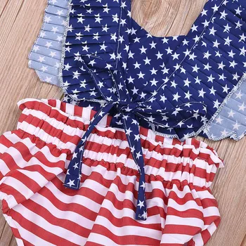 Infant odjeća za djevojčice 4. srpnja odijelo Baby Stars prugasta domoljubni kombinezon s otvorenim leđima body 2020 ljetna odjeća 3 m-24 m