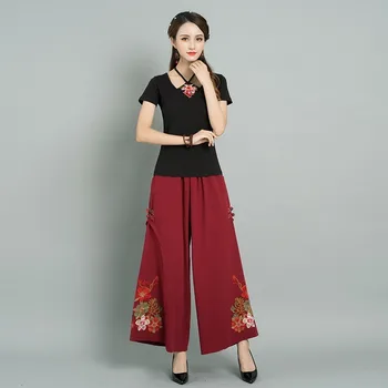 Moda Stari Narodni Običaj Hlače Pantalon Femme Hlače Žene Plus Size Ženske Hlače Odjeća Roupas Pamuk Posteljinu Kineski Stil