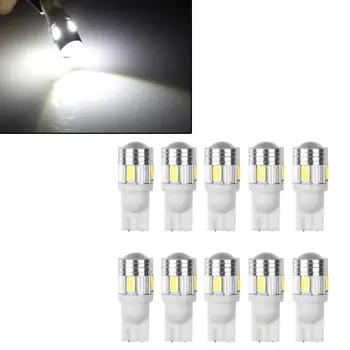 10X Pure White T10 Wedge 6-SMD 5630 LED Light bulbs W5W 2825 158 192 168 194 10x T10 W5W 5630 6-SMD LED Car Wedge Bulb Whit