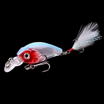 5 kom. 4.5 cm 3.57 g mini воблер ribolov mamac wobblers ABS mamac pero savija svjetlosne svjetlo bjelica plutajući mamac Šaranski ribolov
