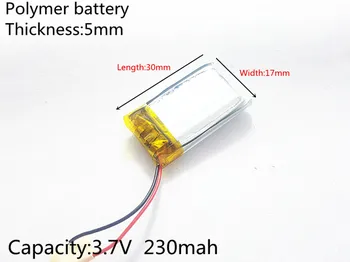3.7 V 230mAh 501730 litij-polimer LiPo baterija ion baterije za Mp3 Mp4 Mp5 DIY PAD DVD E-book headset