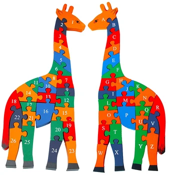Drvene Slagalice Dječji Sputati Djeca Djeca Rane Lekcije Inteligencija Crtani Životinja Žirafa Puzzle Drvene Igračke