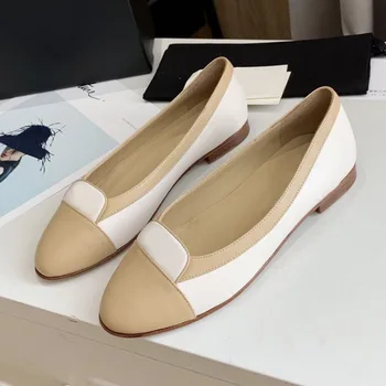 2020 klasične cipele čamaca s okruglim vrhom Ženske cipele čamaca od prave kože osnovne ženske cipele na nisku petu