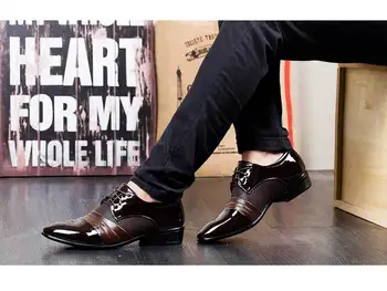 Formalne Muške Casual Cipele Lakirane Kožne Cipele Muške Cipele Čipka-Up Moda Oxford Business College Muške Cipele Zapatos De Hombre