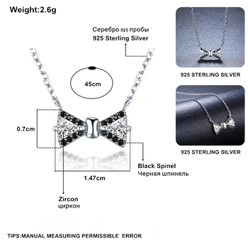 Crna ость luk obrazac nove stavke 925 sterling srebra fin nakit modni angažman ogrlice i privjesci za žene K018