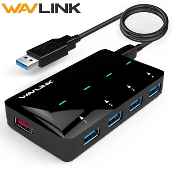 Wavlink USB Hub s adapterom za napajanje od 12V/2A 4 port za prijenos podataka USB 3.0/ 1 USB Smart Charging USB Powered Charging Hub za Windows, Mac OS