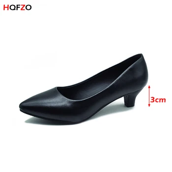 HQFZO 3/5/7см сандалет ženske sandale na visoku petu pumpe Oštar čarapa od umjetne kože ured za Ženske cipele čvrste plitki večernje cipele