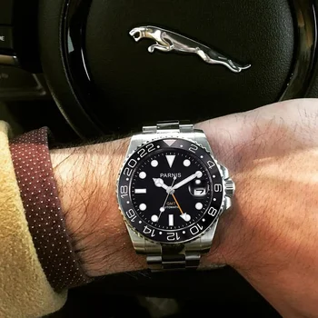 Parnis 40mm Watch gospodo automatski mehanički sat GMT luksuzni сапфировые staklo keramička oštrica sjajni muške vodootporne ručni sat