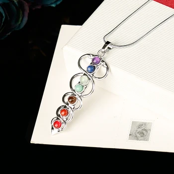 1pc moda šarene prirodne privjesak privjesak nakit ogrlica sedam čakri liječenje kristali poslati pare DIY poklon