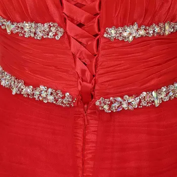 Na raspolaganju visoka niska Seksi Red Prom Dresses slatka čipke i tila perle Pleat jeftini večernja večernjim satima večernjim večernja haljina AJ014