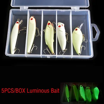 5PCS 3D Hard Lažni Luminous Mamac Kit umjetna воблер za pikes/ribe noćni ribolov mamac/dotiče bas Isca Box Minnow Popper Crank