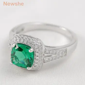 Newshe srebra 925 vjenčano prstenje za žene 2 ct green AAA CZ koktel prsten
