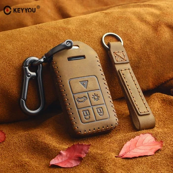KEYYOU prirodna koža Smart Remot Car Case Key Fob torbica za Volvo S60, S80 V60 XC60, XC70 S60L V40 remote case key accessories
