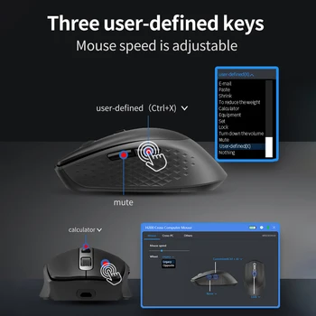 High-tech bežični miš AVATTO H200 s cross-računalno upravljani, funkcije se brže pomicali, miševima 2400 Tpi za Windows, Mac os
