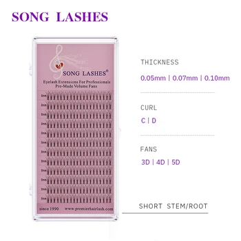 SONG LASHES 0.07 0.10 mm thickness premade fan premade volume fans Lashes 3D 4D 5D short stabljike Lashes Volume trepavica