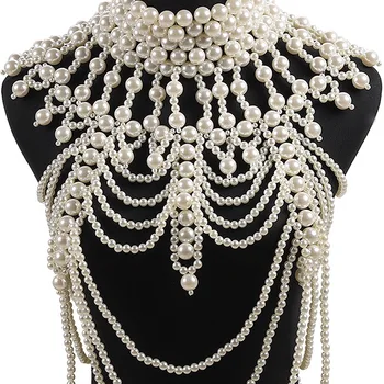 Klasicni napredni biseri Crystal tijelo nakit krug Sexyhandmade perle žene vjenčanje vjenčanica veliku ogrlicu nakit pribor