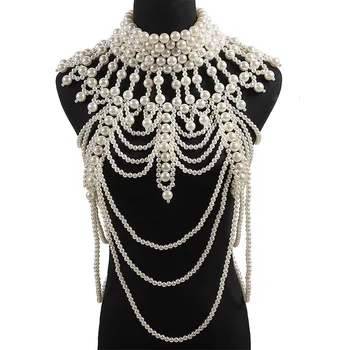 Klasicni napredni biseri Crystal tijelo nakit krug Sexyhandmade perle žene vjenčanje vjenčanica veliku ogrlicu nakit pribor