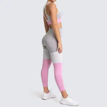 CHRLEISURE patchwork bešavne yoga set ženski sport teretana odjeća naslon seksi grudnjak visokim Strukom tajice treninga hlače fitness