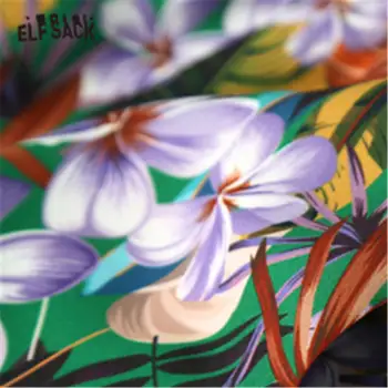 ELFSACK ljubičasta cvjetni print odbojka na stil svakodnevne ženske hlače 2020 jesen elf Vintage elastičan pojas korejski dame svakodnevno dno