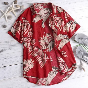 Muška godišnje Havajski casual košulja muškarci cvjetni plaža majica kratkih rukava majice Tee Button Down Top Slim Fit elegantne košulje