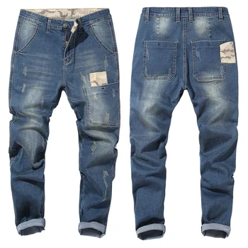 Jesen muškarci u maskirnim сращивание tanak stretch jeans klasični multi-džep pamuk muške casual traper hlače hlače plus size 44 46 48
