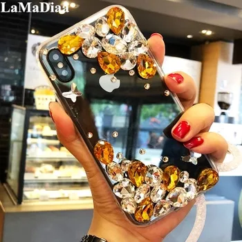 Luksuzne predmete za telefone Bling Crystal Diamond Case za IPhone 11 12 Pro MAX X XS XR MAX 6 6S Plus 7 8 Plus vještački dijamant Butterfly Cover