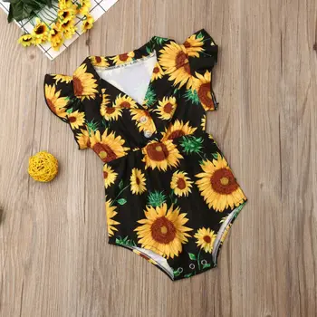 Bouqtique Girl Clothes 2019 Summer Newborn Kids Baby Girl Sunflower Sleeveless Bodysuit Kombinezon Ljetne Odjeće Sunsuit