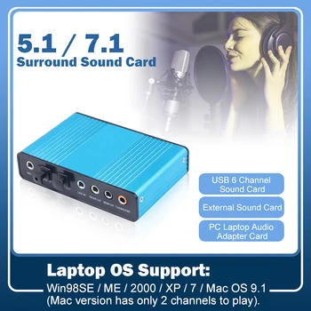 Kebidu 2020 Professional USB Sound Card 6 5.1 Channel optički izgled pretvarač Аудиокарт chipset CM6206 za desktop tablete