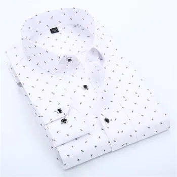 Nova moda proljeće Marka Muška odjeća, Slim Fit muški točka tiskanih svakodnevni muška košulja dugih rukava košulje socijalne plus veličina M-5XL