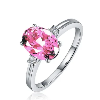 JoiasHome klasični Safir srebro 925 prsten sa zelenim ovalnim/roza/plava dragi kamen za podešavanje veličine luksuzni srebrni nakit poklon za žene