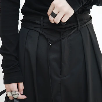 [EAM] 2021 Novo proljeće visokim Strukom crne brazde Split co slobodan Kratka identitet Cross-hlače Ženske hlače moda JG915