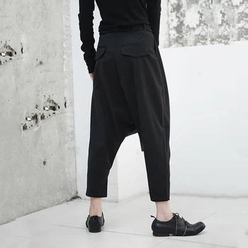 [EAM] 2021 Novo proljeće visokim Strukom crne brazde Split co slobodan Kratka identitet Cross-hlače Ženske hlače moda JG915