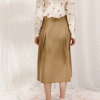 Moderan dizajn 2018 Ljeto nove žene kaki suknje crtani kolač kravata struk Femme ravna suknja dužine do sredine srna