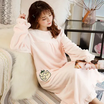 JIAYAN ženska пижама flanel djevojka noćni košulja, dugi rukav pidžame midi Suknja 2020 jesen i zima ogroman coral runo